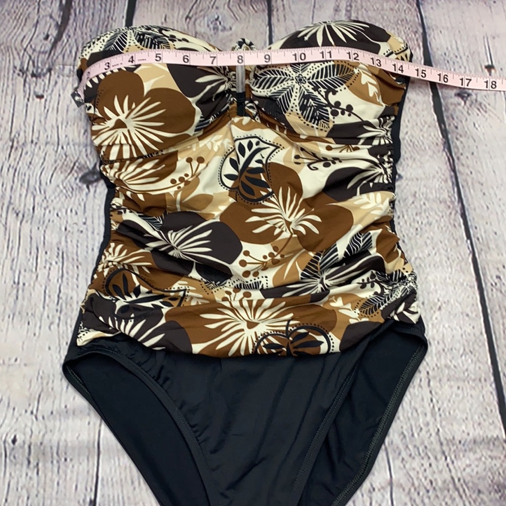 LA BLANCA Black/Brown/Cream 1pc Swimsuit Size: 8 - Picture 9 of 17